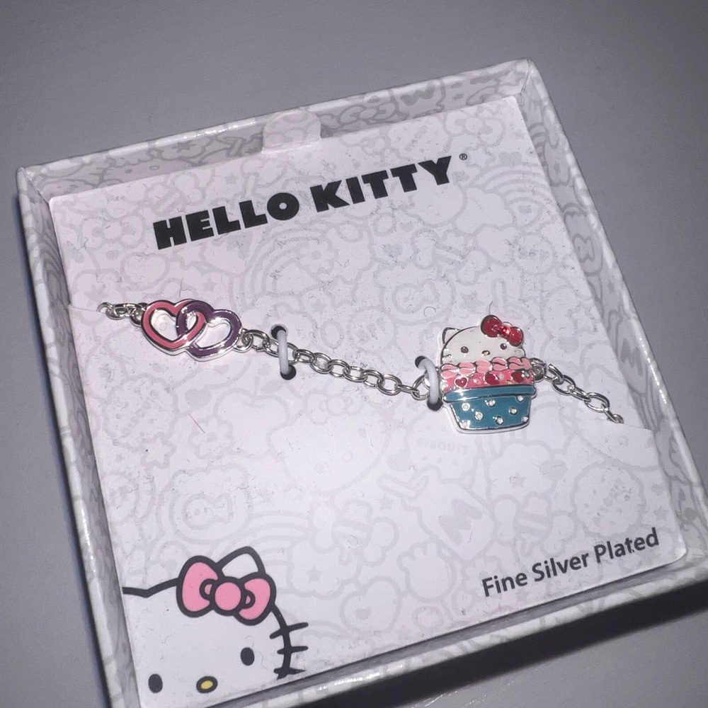 Hello Kitty Silver Bracelet with Pink and Red Charms